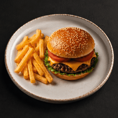 Cheeseburger con Patata frita
