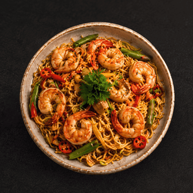 Wok con gambas