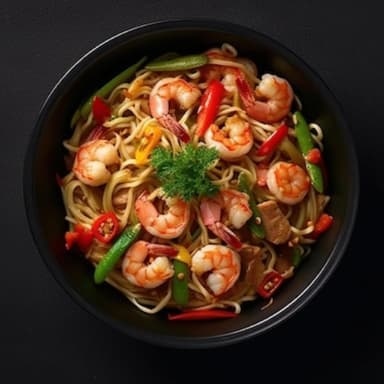 Wok con gambas