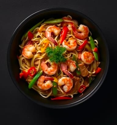 Wok con Gambas